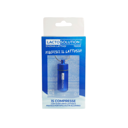 Lactosolution 15000 FCC 15 Compresse con Portachiavi Portapillole Blu