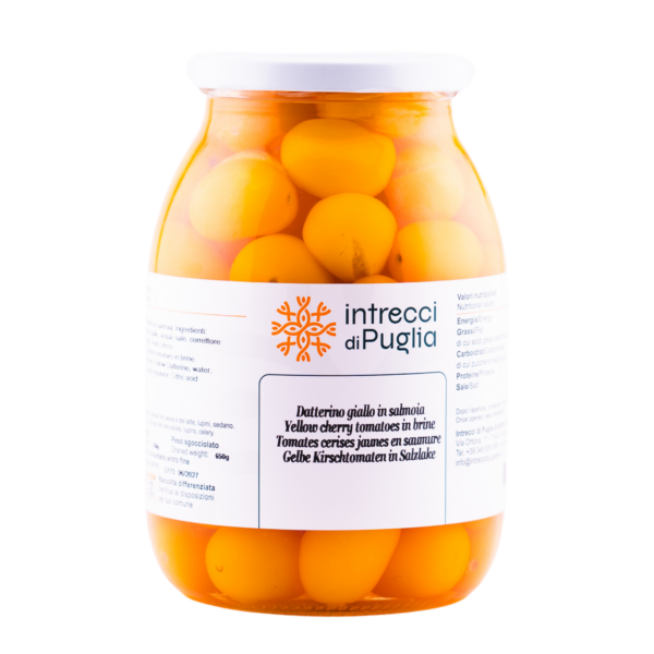 Pomodoro Datterino giallo in salamoia 950G intrecci di puglia