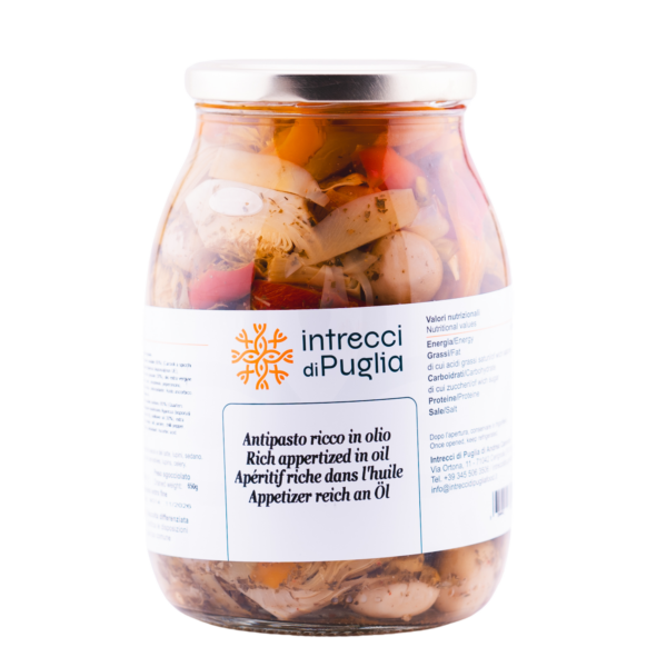 intrecci di puglia antipasto ricco 950gr Antipasto ricco 950G intrecci di puglia