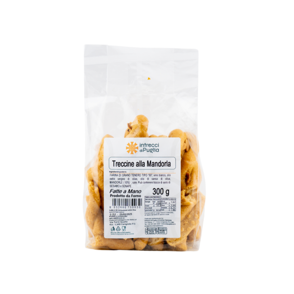intrecci di puglia treccine alle mandorle 300gr Treccine alle mandorle 300G intrecci di puglia
