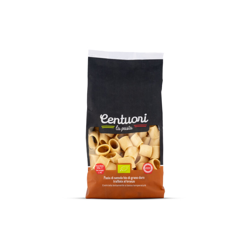 Pasta di semola Bio di grano duro trafilata al bronzo mezze maniche pastificio centuori