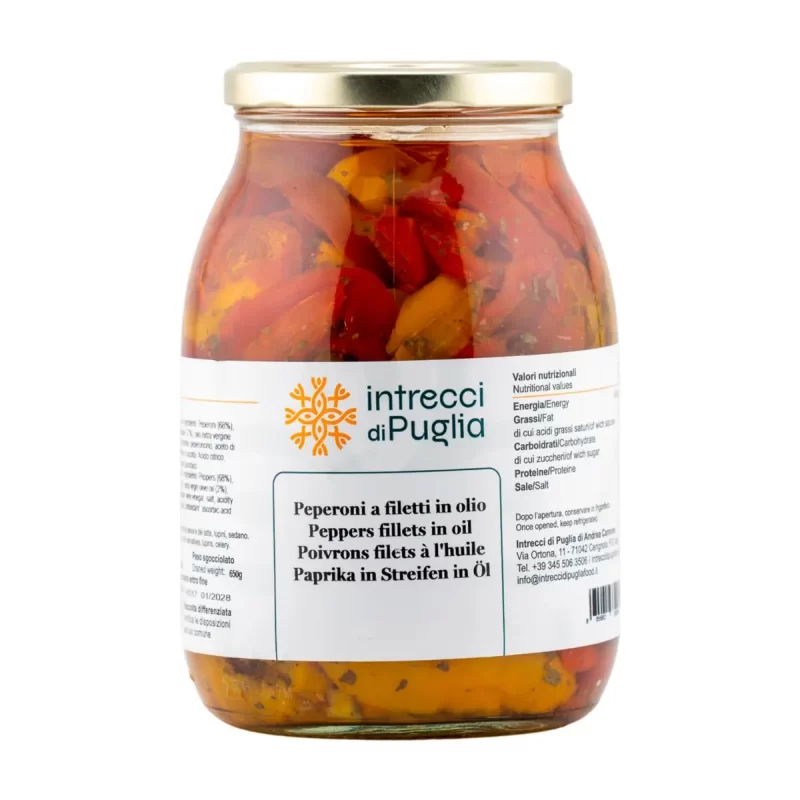 Peperoni a Filetti da 950g intrecci di puglia